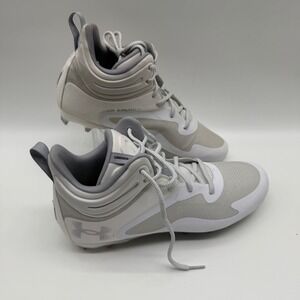 Under Armour UA Command MC Mid Mens Football Cleats White Gray 11.5
